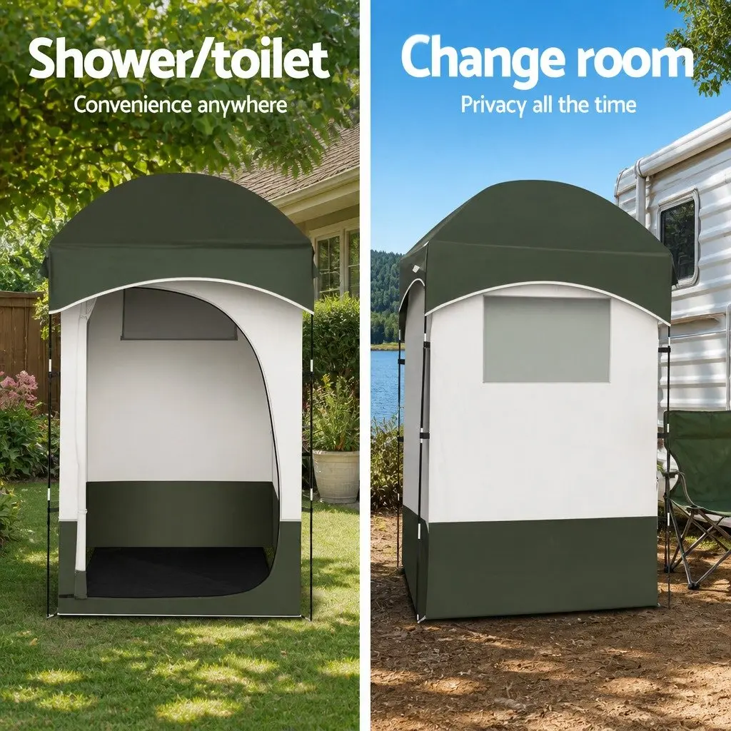 Portable Camping Toilet Shower Tent Privacy Ensuite Set 1 Person 14L Freshwater 22L Waste Tank 120cm x 120cm x 215cm