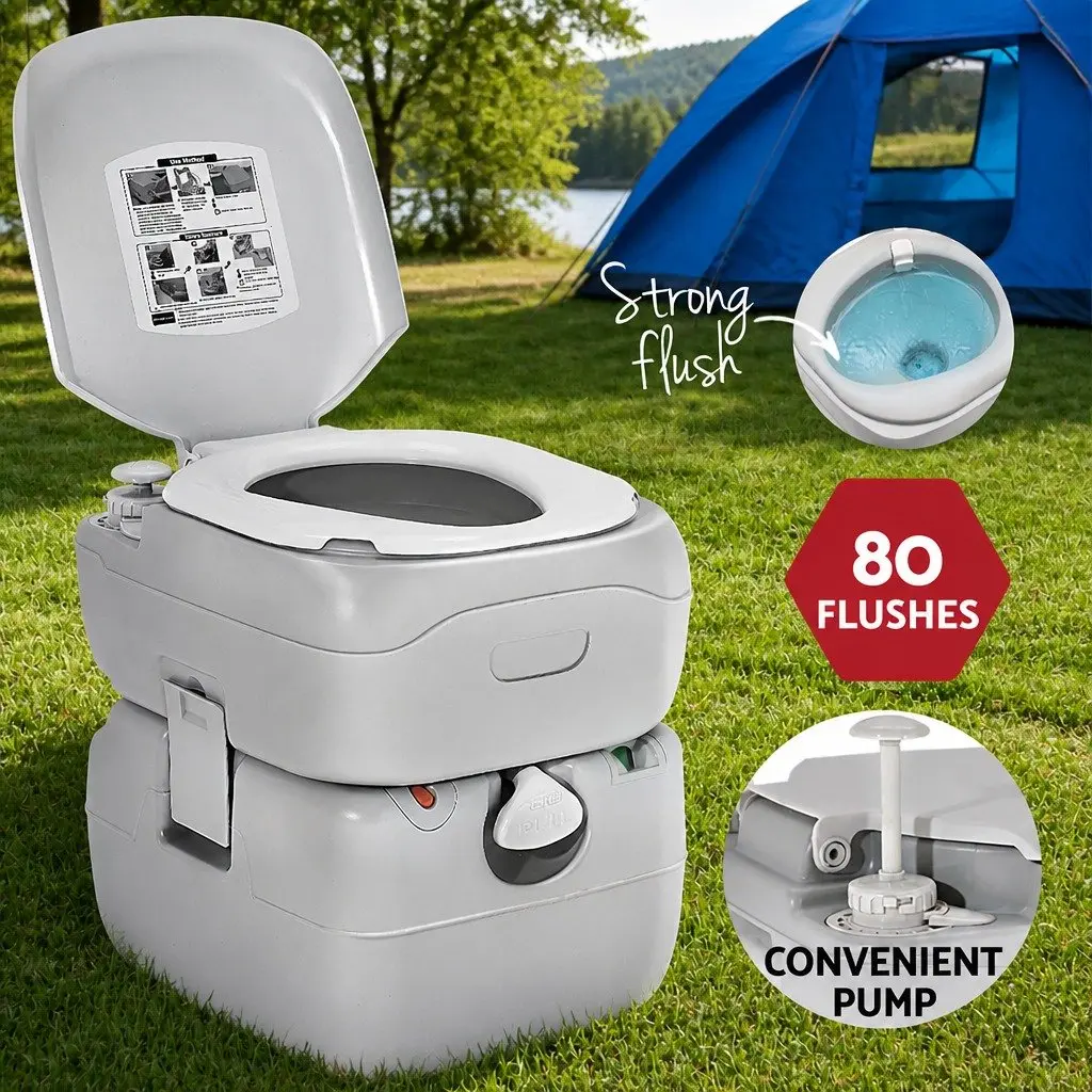 Portable Camping Toilet Shower Tent Privacy Ensuite Set 1 Person 14L Freshwater 22L Waste Tank 120cm x 120cm x 215cm