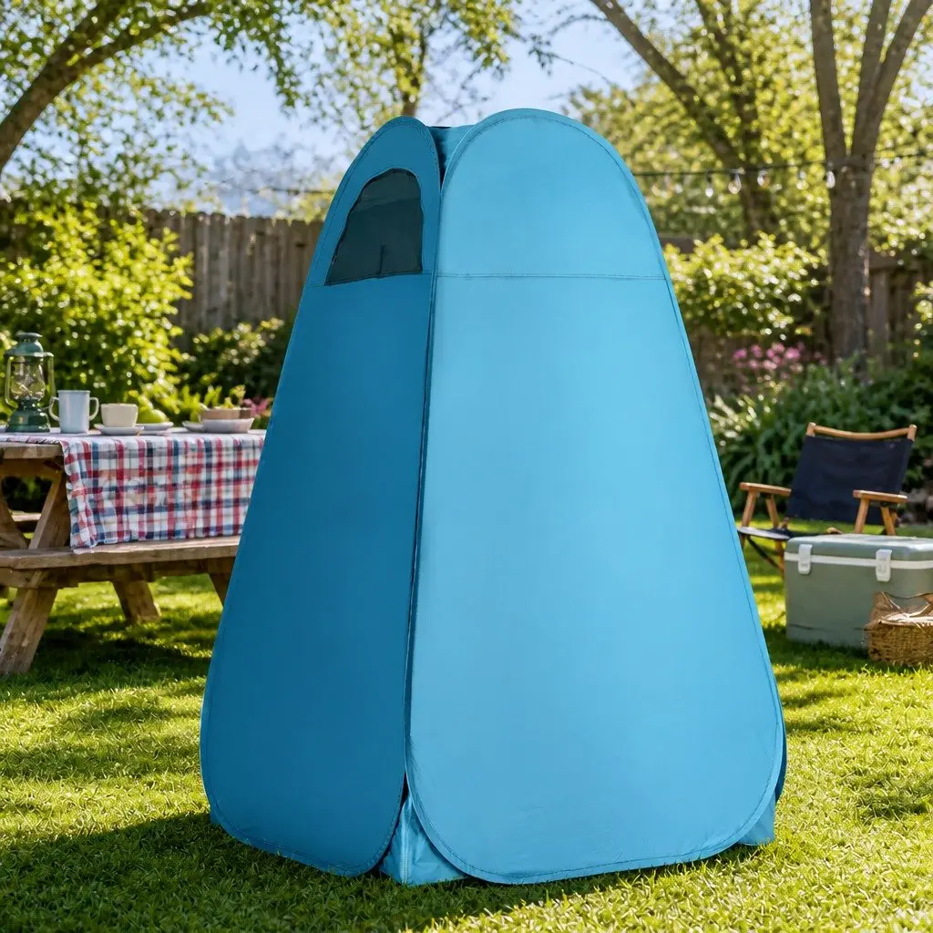 Pop Up Shower Tent Outdoor Portable Change Room Blue 120cm x 120cm x 190cm