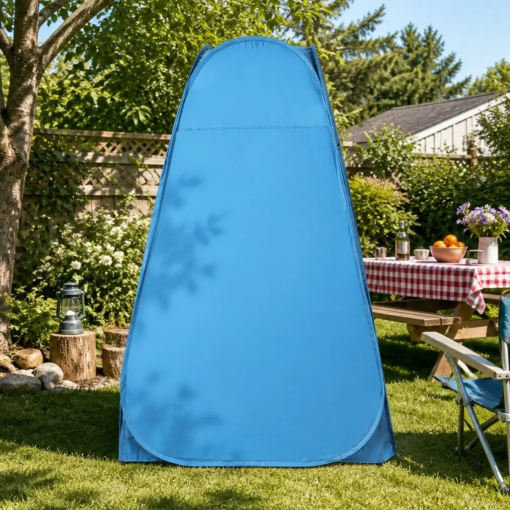Pop Up Shower Tent Outdoor Portable Change Room Blue 120cm x 120cm x 190cm