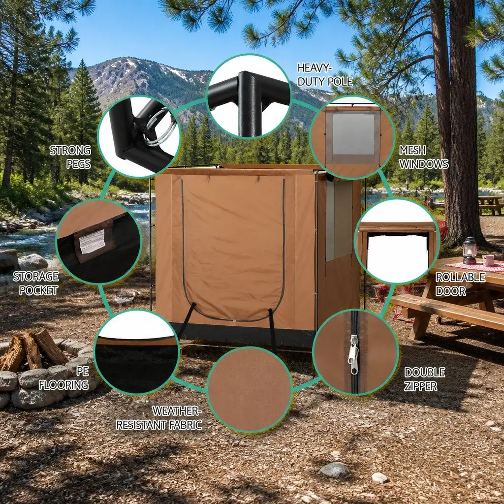 Car Side Awning Tent Outdoor 2x2m Portable Shelter Brown