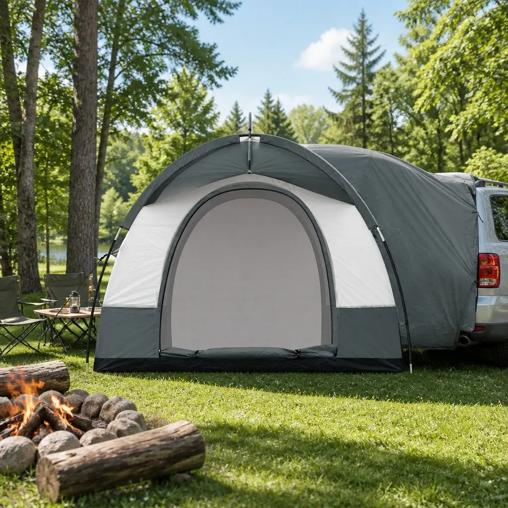 Car Rear Extension Camping Tent SUV Canopy Outdoor 250x200x200cm Grey
