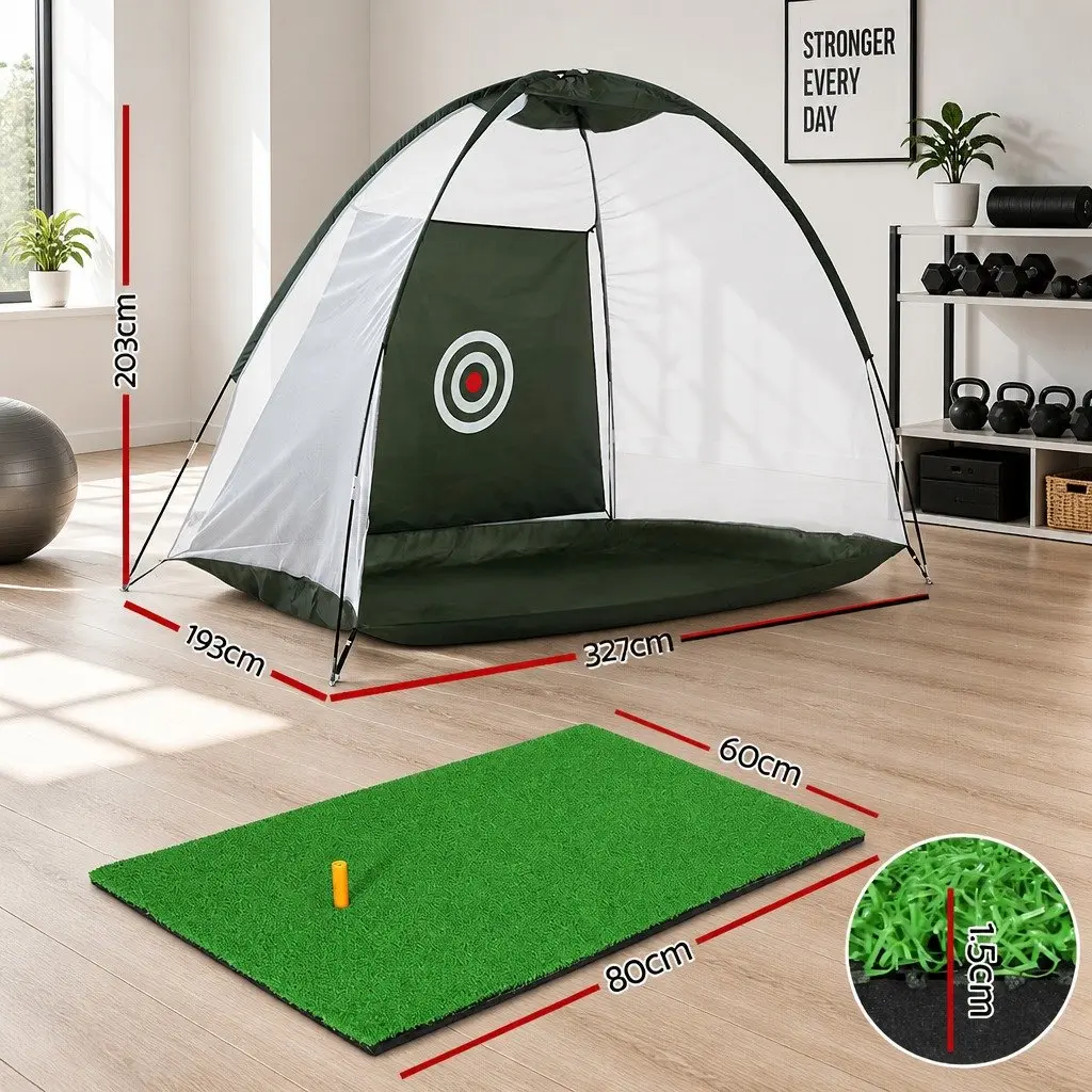 Golf Practice Net and Training Mat Set Driving Target Indoor Outdoor Home Use