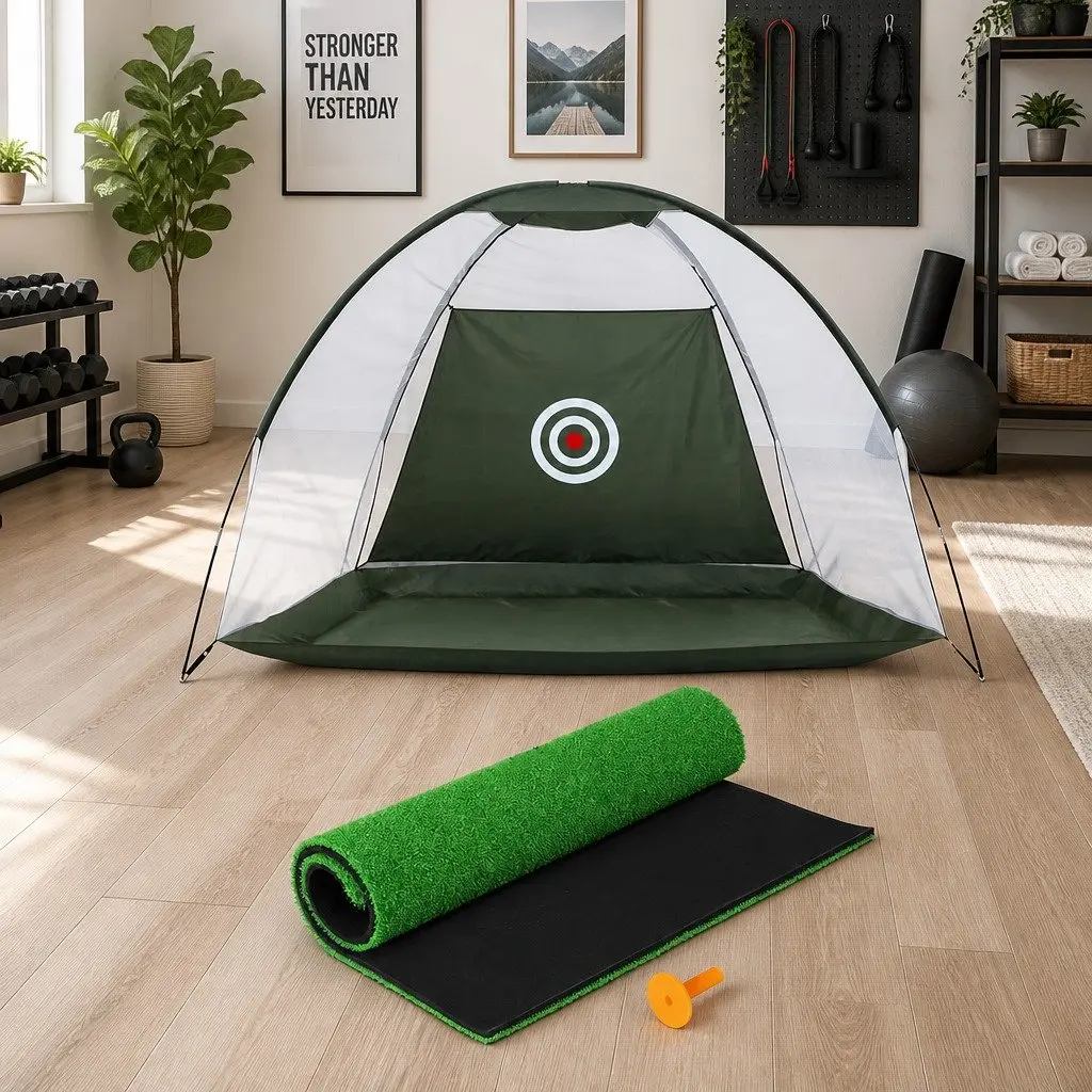 Golf Practice Net and Training Mat Set Driving Target Indoor Outdoor Home Use