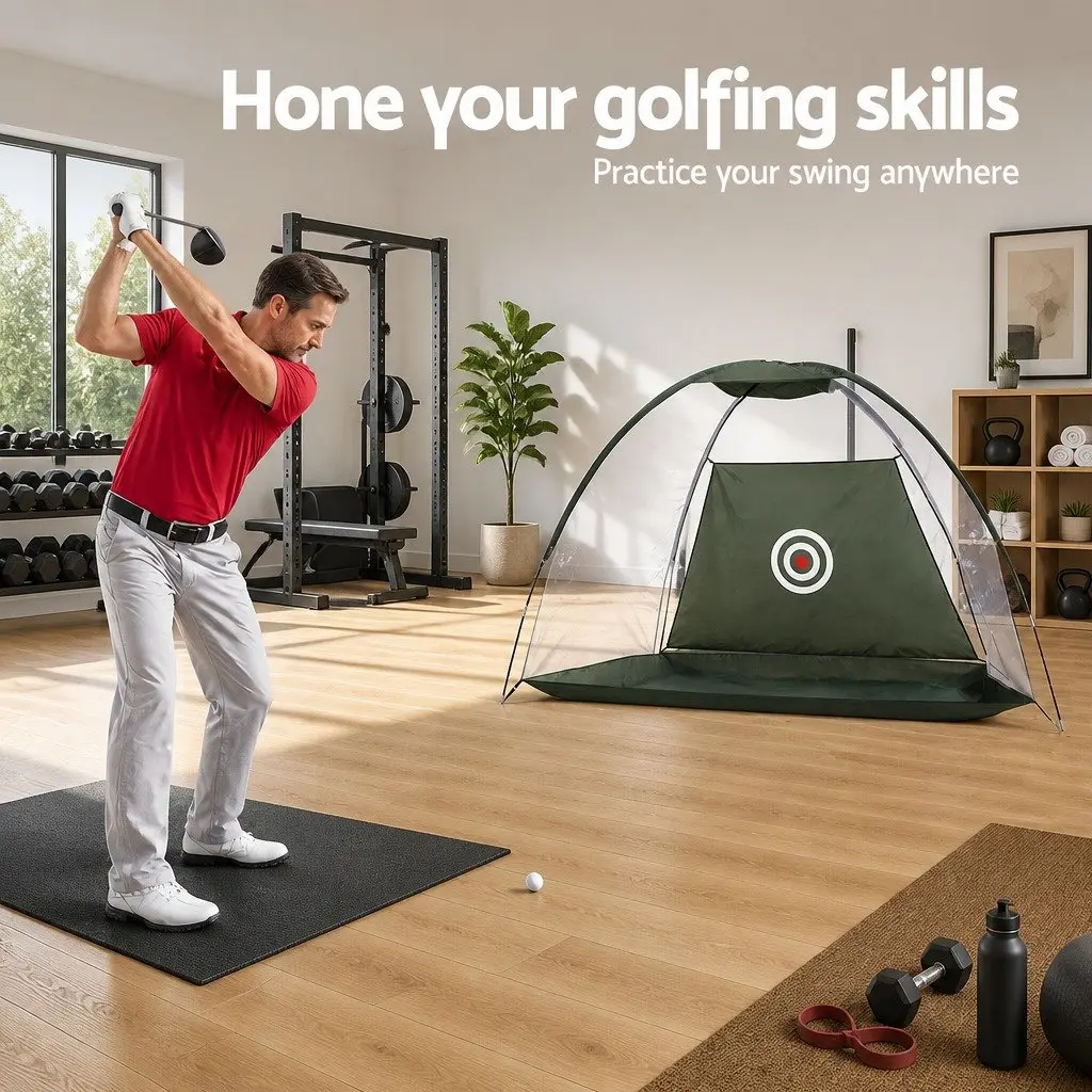 Golf Practice Net and Training Mat Set Driving Target Indoor Outdoor Home Use