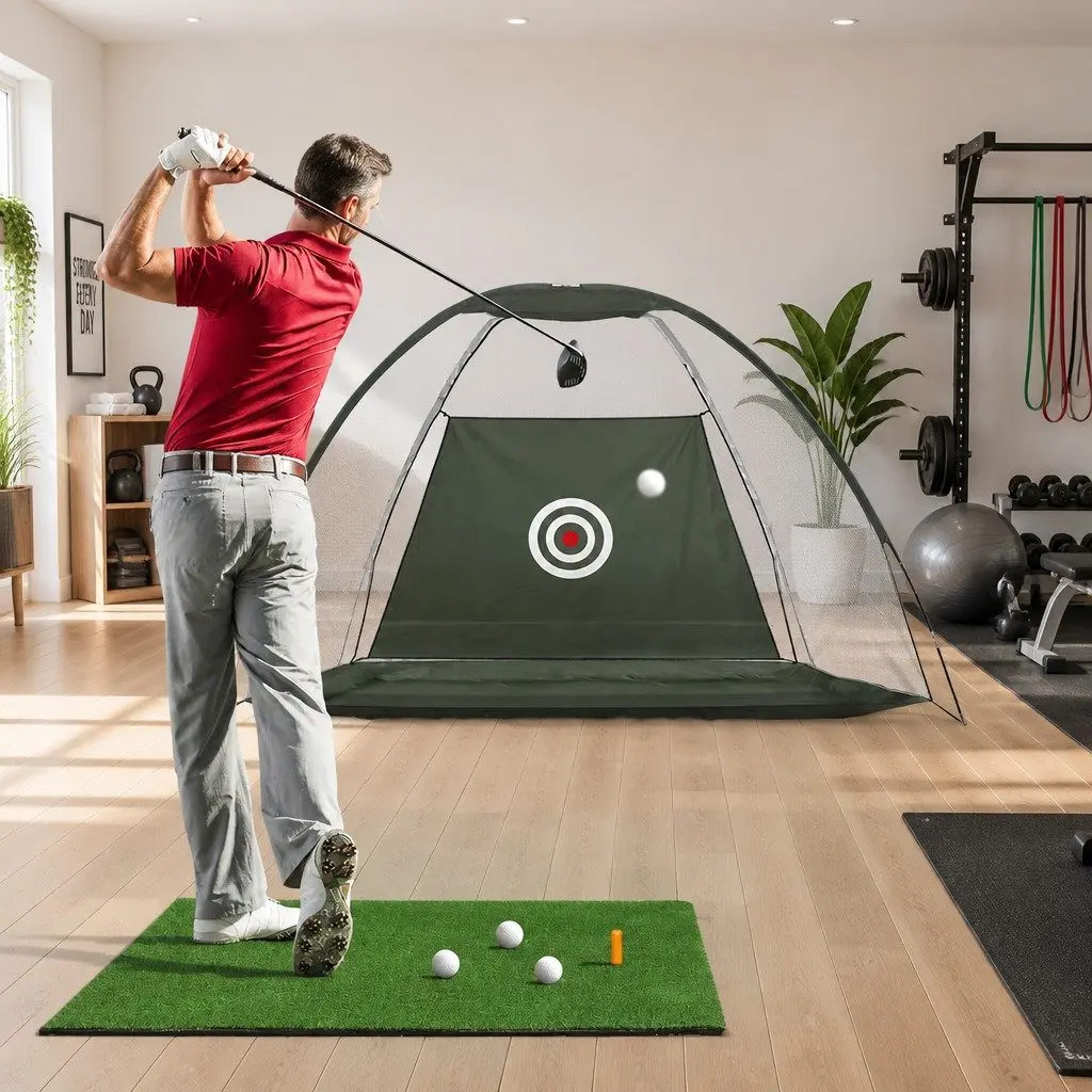 Golf Practice Net and Training Mat Set Driving Target Indoor Outdoor Home Use