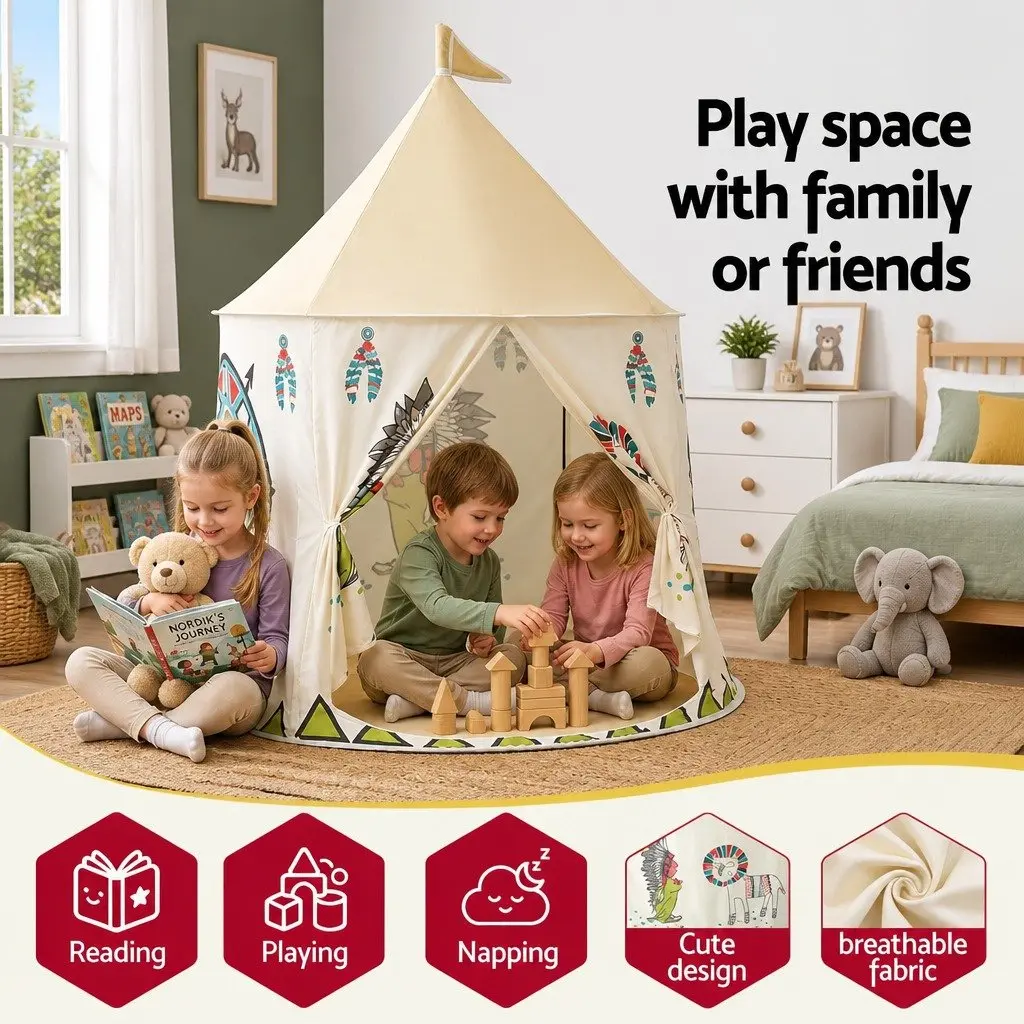 Kids Play Tent Playhouse Castle Indoor Outdoor 115cm Multicolour