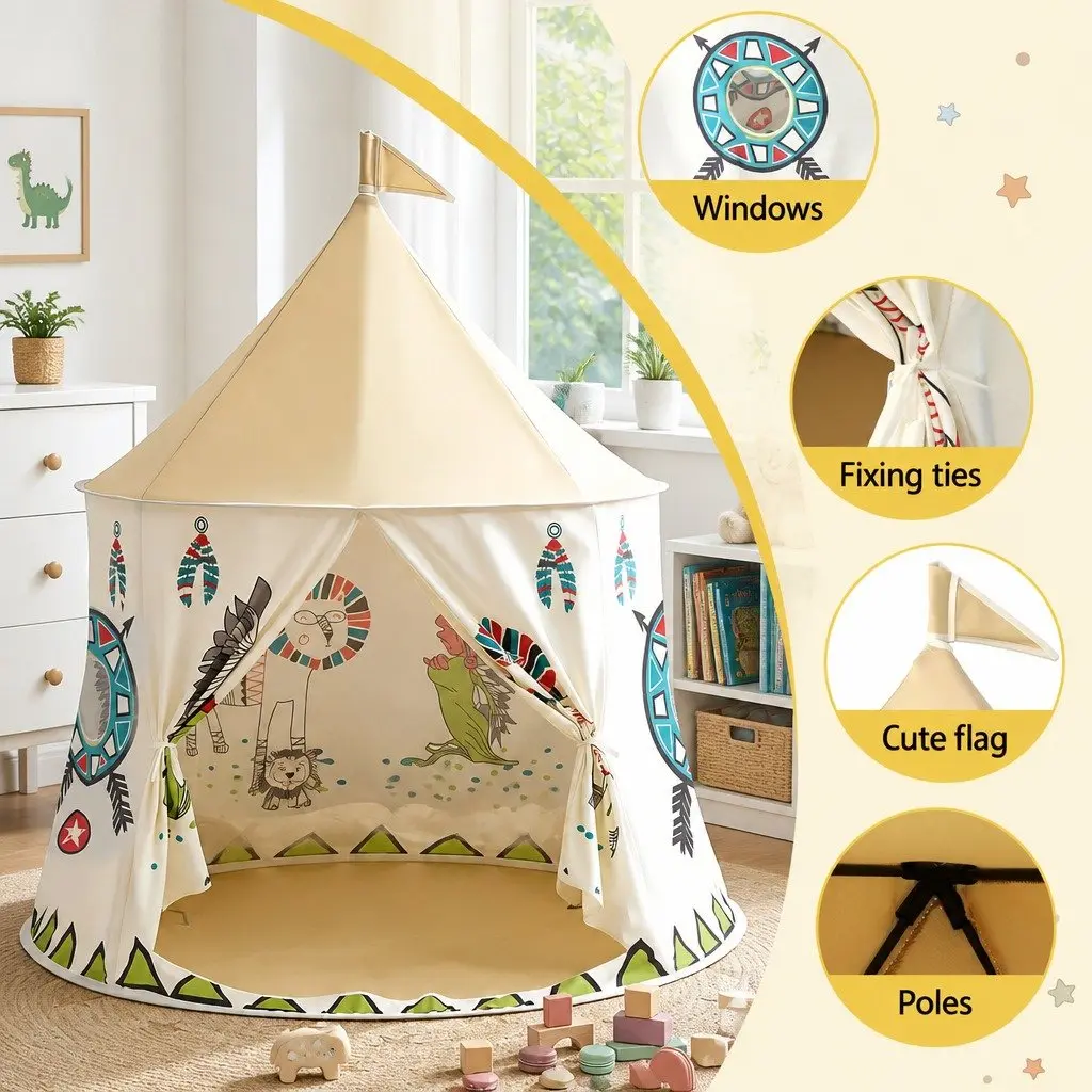 Kids Play Tent Playhouse Castle Indoor Outdoor 115cm Multicolour