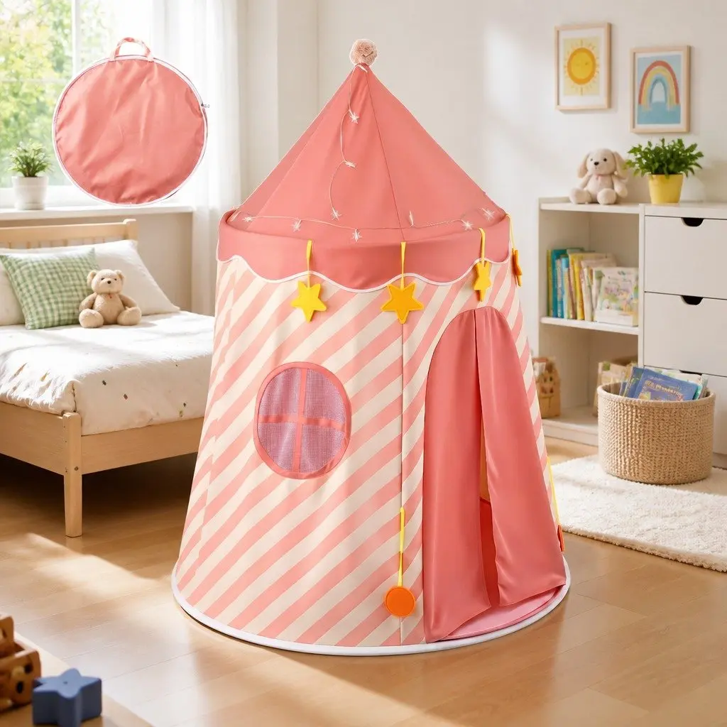 Kids Play Tent Playhouse for Kids Room Pink 116cm x 153cm