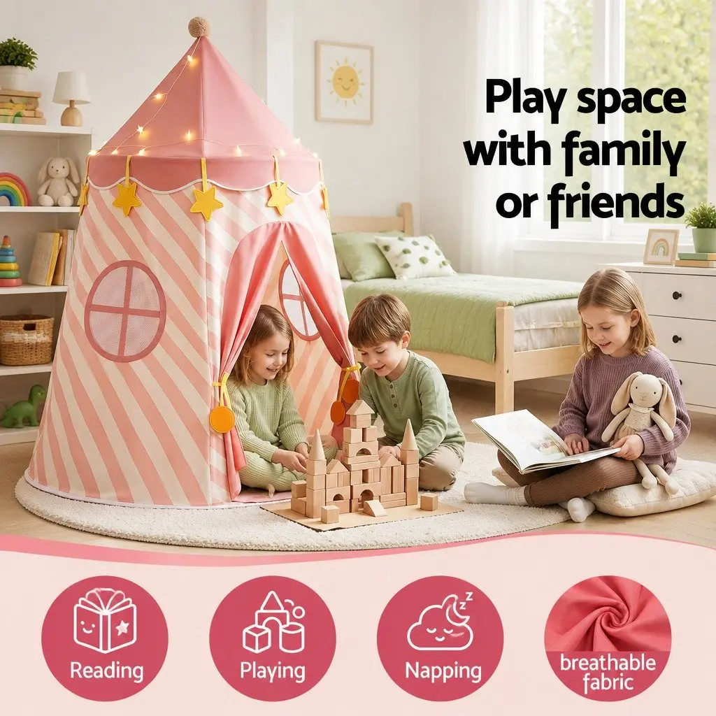 Kids Play Tent Playhouse for Kids Room Pink 116cm x 153cm
