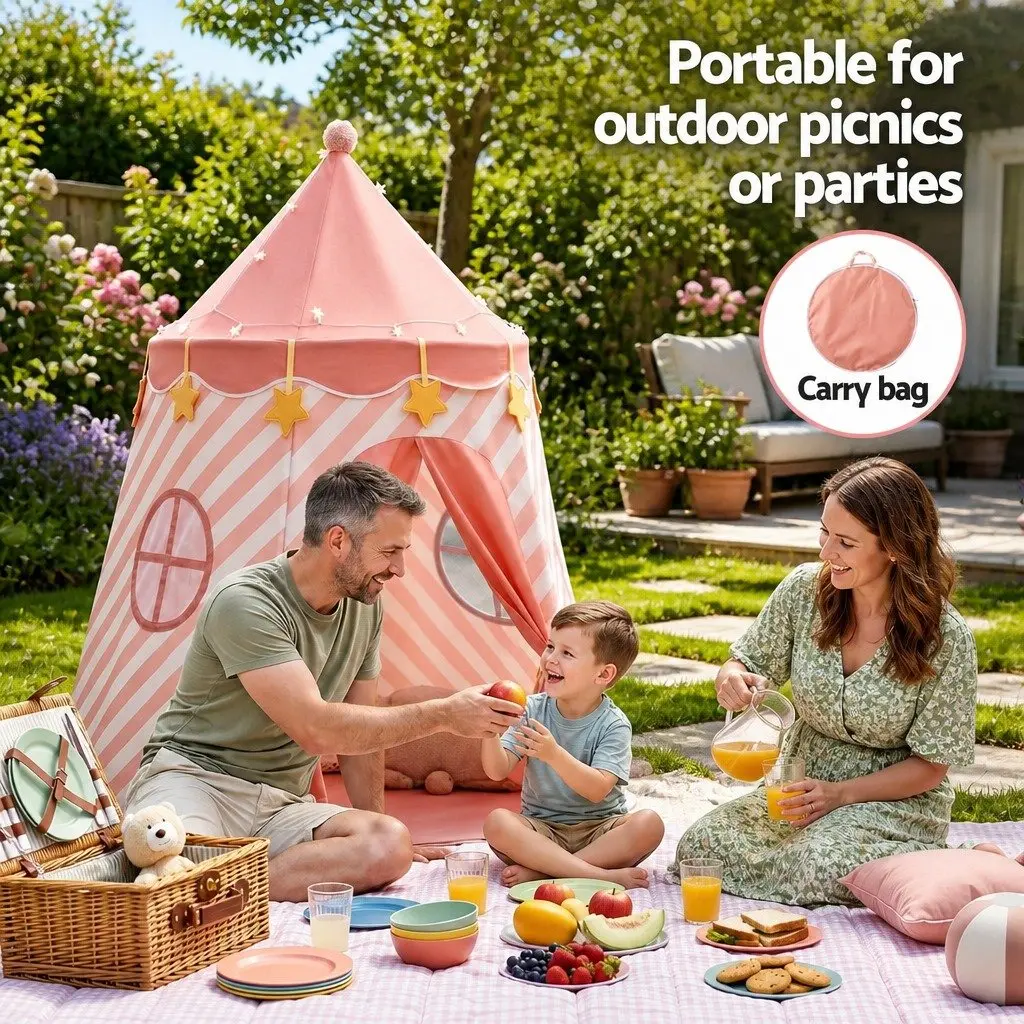 Kids Play Tent Playhouse for Kids Room Pink 116cm x 153cm