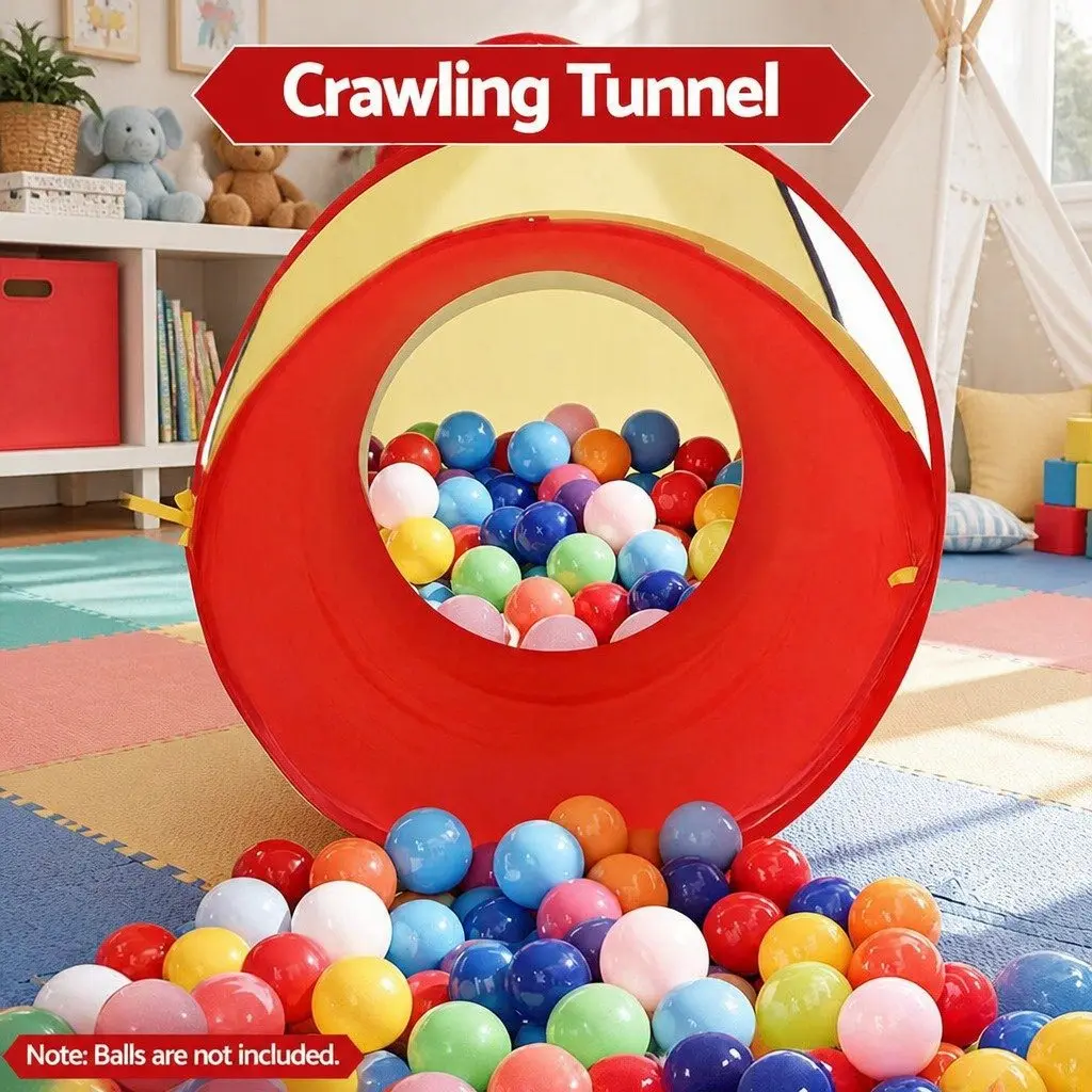 Kids 3-in-1 Play Tent Indoor Outdoor Teepee Cube Playhouse Crawl Tunnel