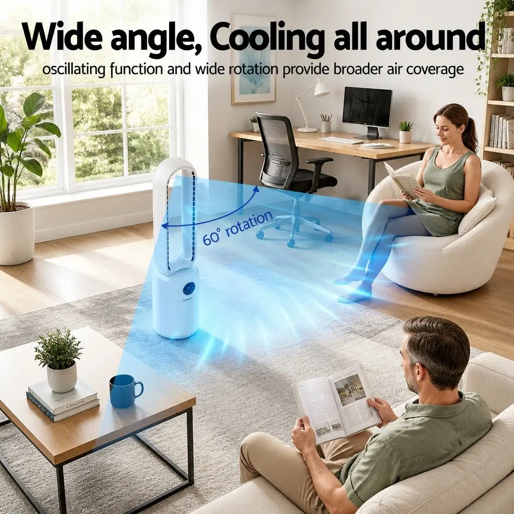 Bladeless Fan for Bedroom Office Living Space 88cm with Remote Control 24 Speed Air Purification