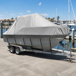Boat Cover 23-25ft Trailerable Jumbo Marine 600D Heavy Duty Grey Waterproof