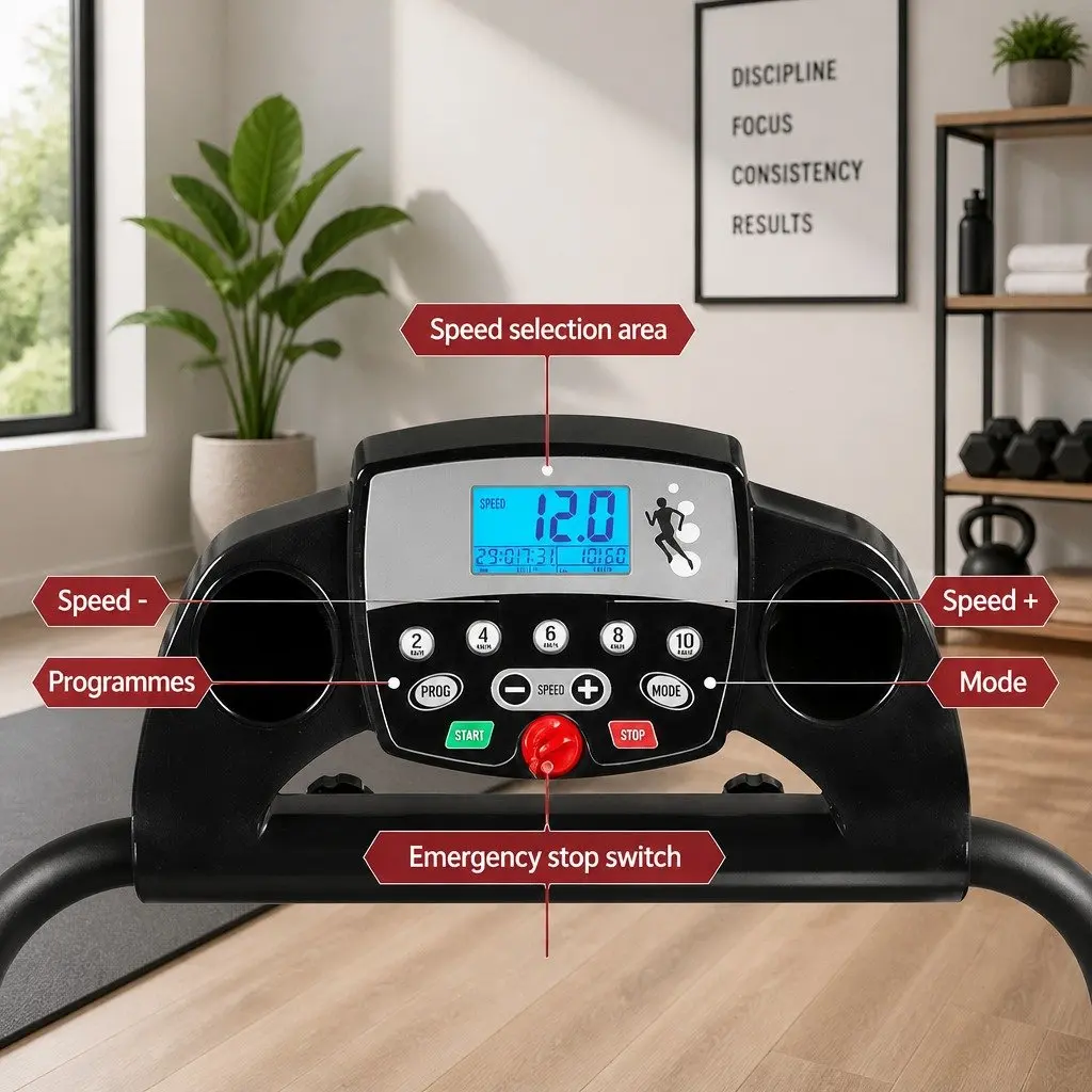 Electric Treadmill Home Gym Fitness Machine Foldable 340mm Belt 12 Programs