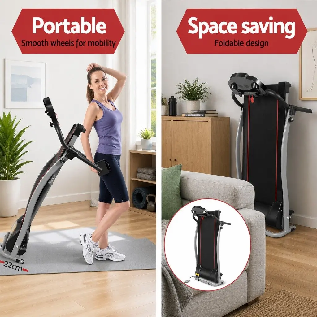 Electric Treadmill Home Gym Fitness Machine Foldable 340mm Belt 12 Programs