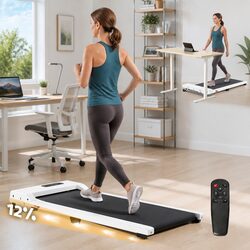 Compact White Walking Pad Treadmill with Specs and Features