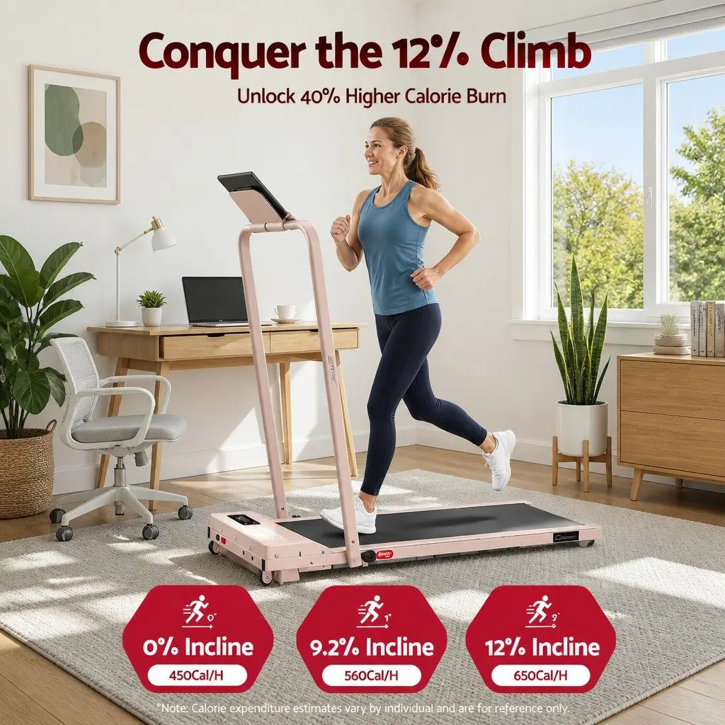 Walking Pad Treadmill Under Desk Home Gym 90 x 38 cm 3-in-1 Foldable with 12% Incline