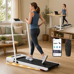 Electric Walking Pad Treadmill Compact Foldable Incline Home Fitness 380mm White