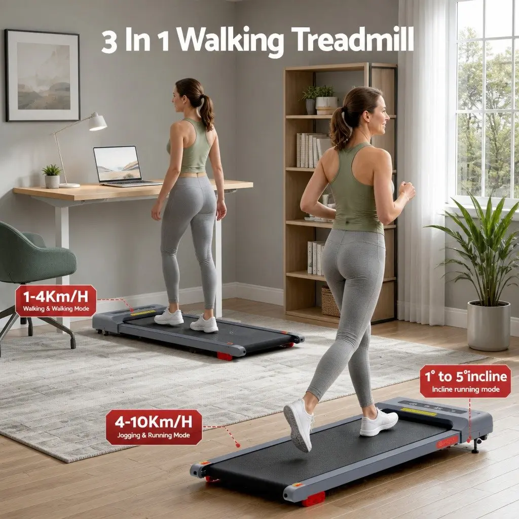 Electric Walking Pad Treadmill Under Desk Home Gym Compact 380mm