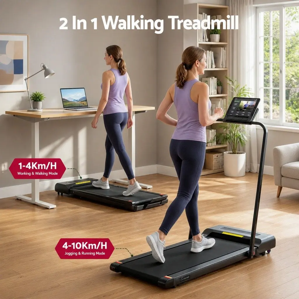 Electric Walking Pad Treadmill Foldable Under Desk Home Fitness 380mm Black