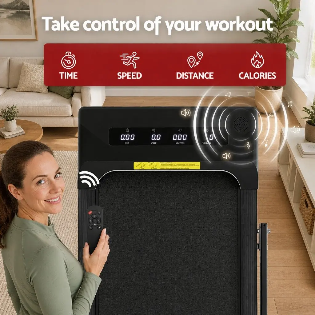 Electric Walking Pad Treadmill Foldable Under Desk Home Fitness 380mm Black