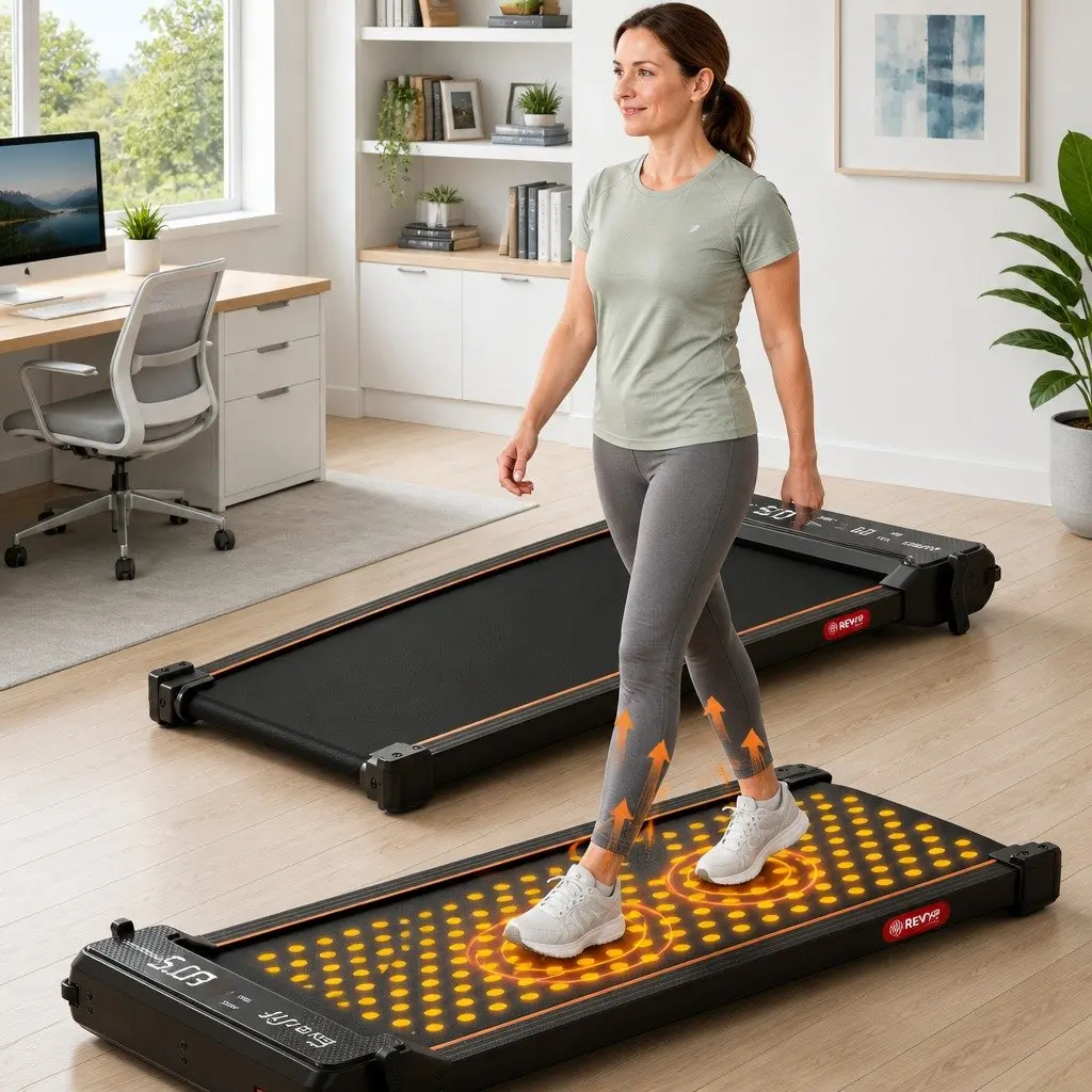 Walking Pad Treadmill Under Desk Dual-Sided with Foot Massage Home Gym 119 x 55.5 x 14 cm