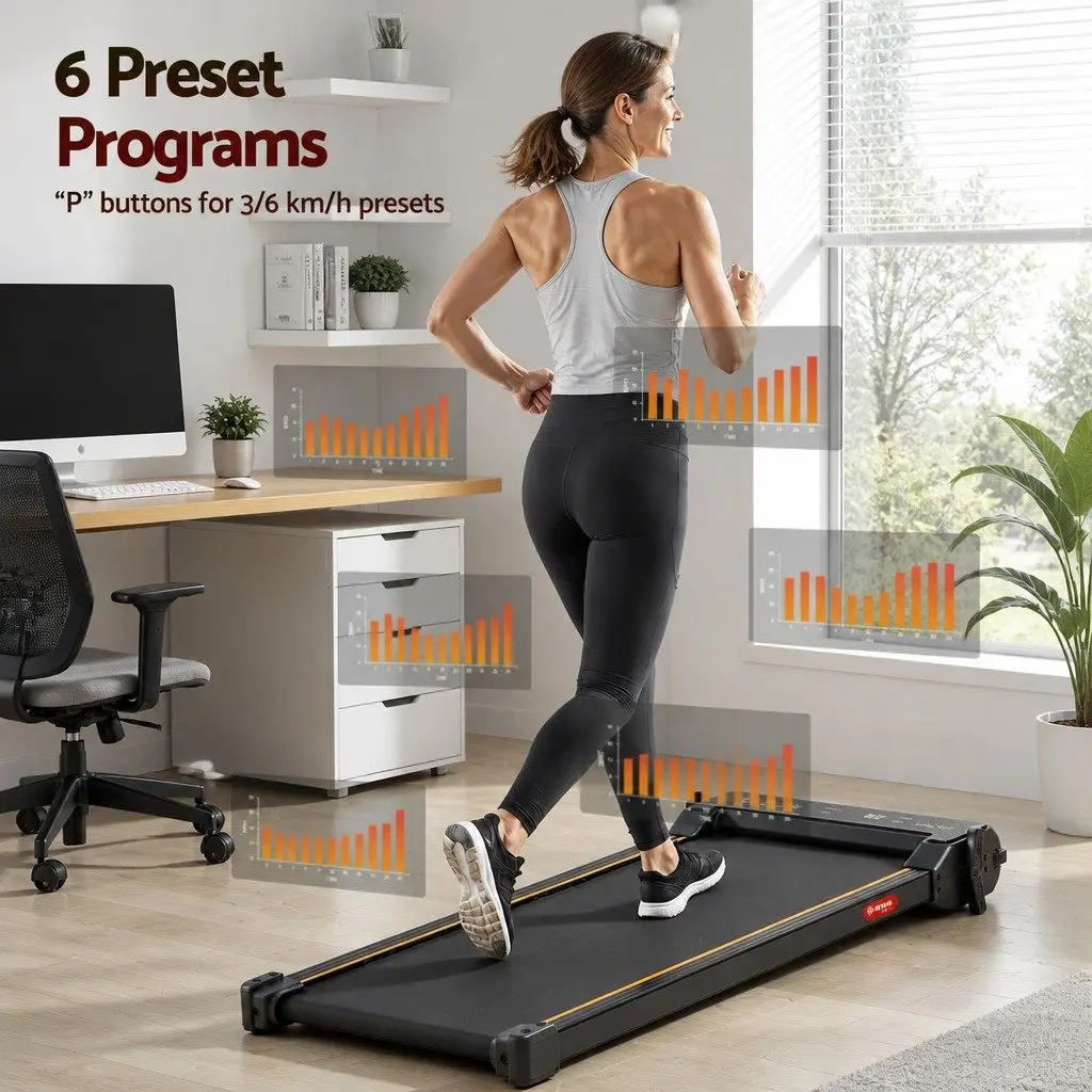 Walking Pad Treadmill Under Desk Dual-Sided with Foot Massage Home Gym 119 x 55.5 x 14 cm