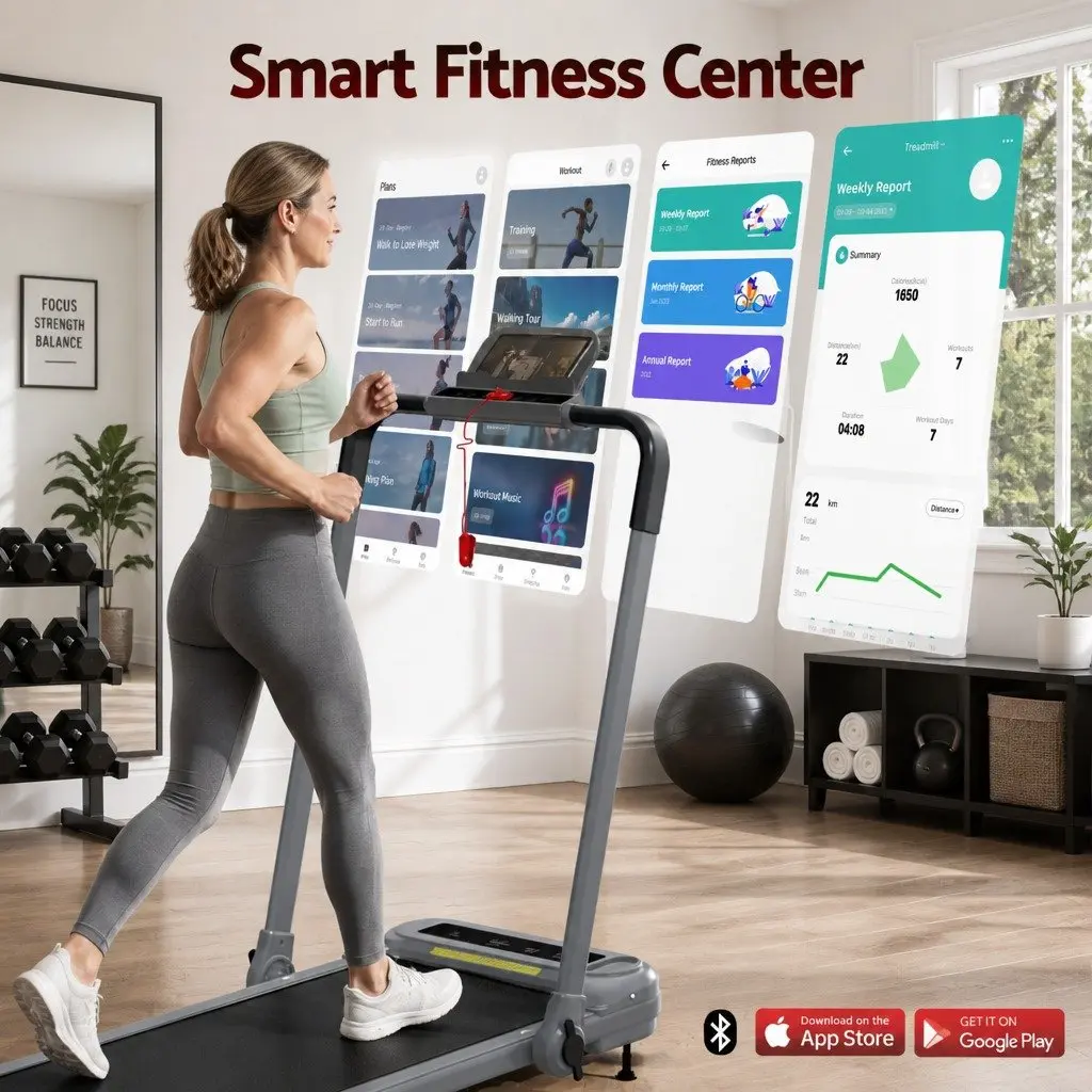 Electric Treadmill Walking Pad Compact Foldable 3-Level Incline Home Gym