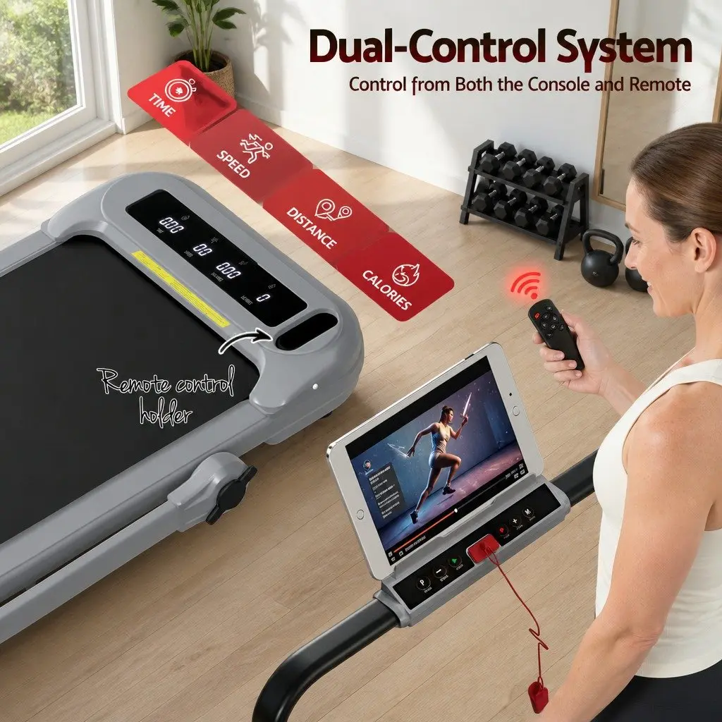 Electric Treadmill Walking Pad Compact Foldable 3-Level Incline Home Gym