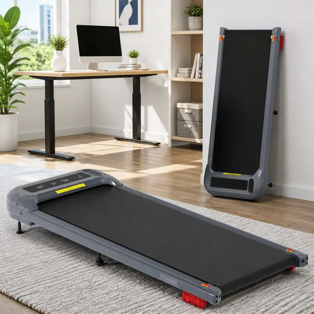 Electric Treadmill Walking Pad 3 Level Incline Under Desk Home Gym Grey
