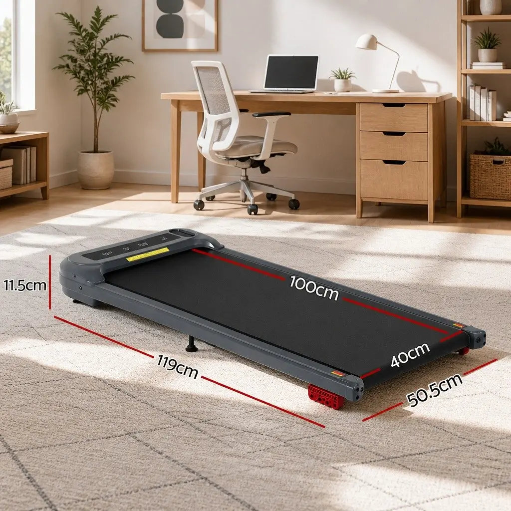 Electric Treadmill Walking Pad 3 Level Incline Under Desk Home Gym Grey