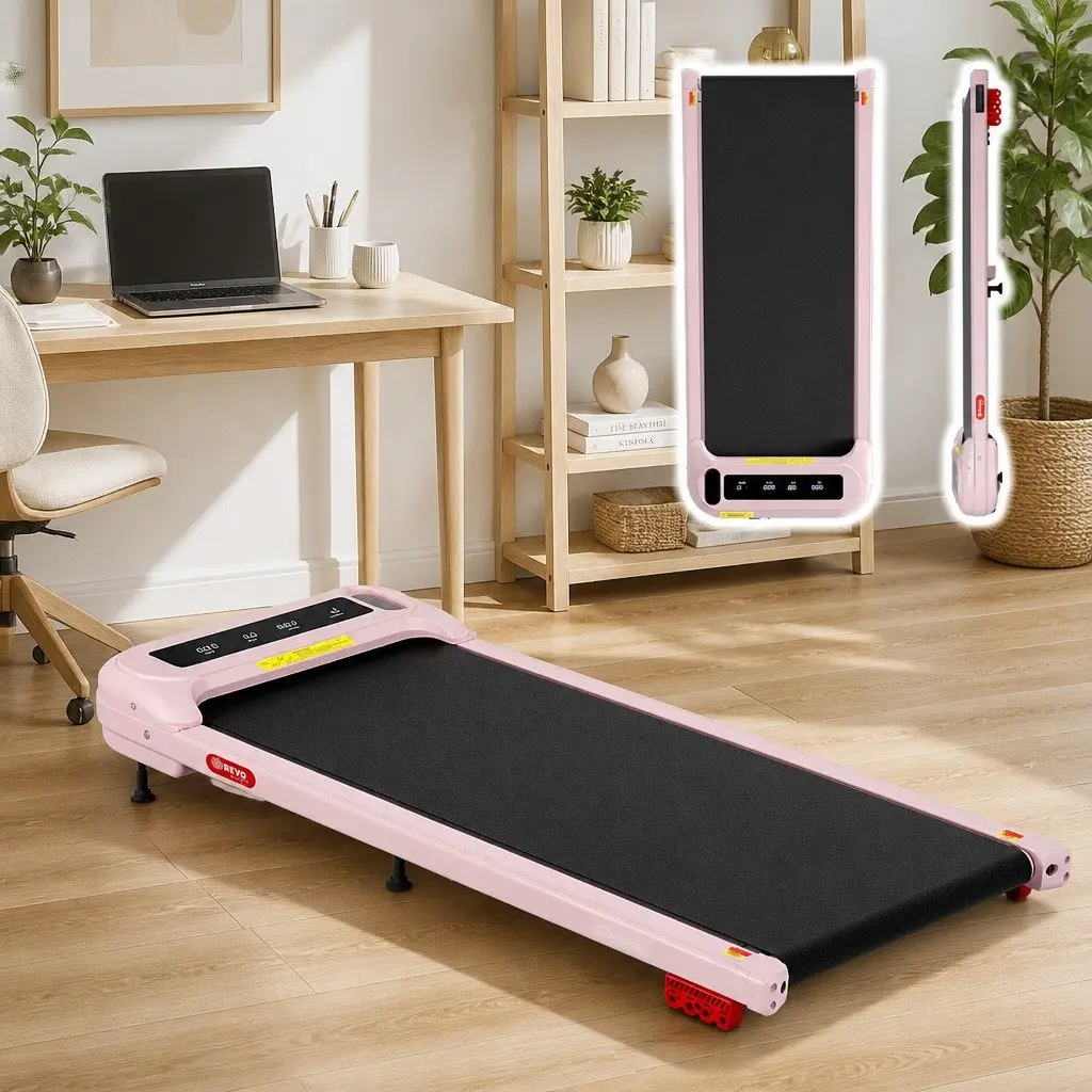 Electric Walking Pad Treadmill 3-Level Incline Under Desk Home Gym Pink