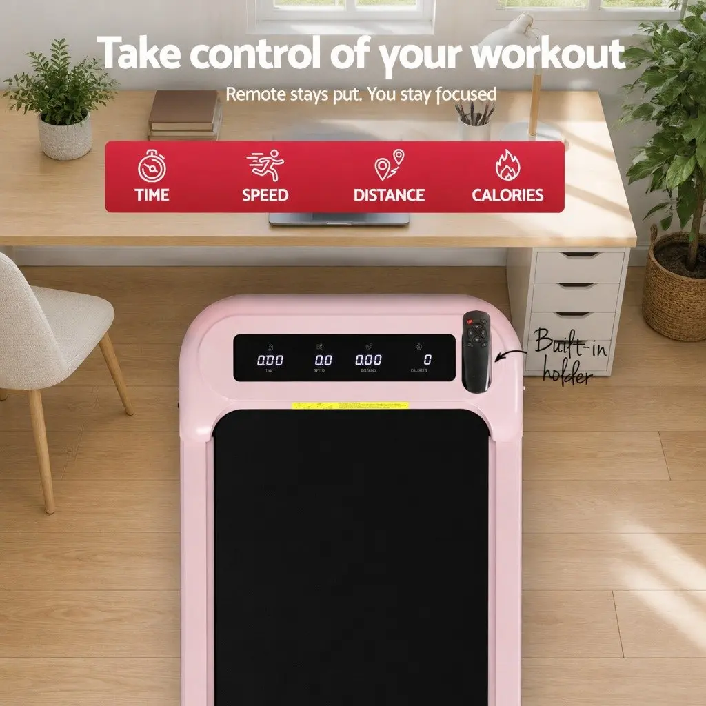 Electric Walking Pad Treadmill 3-Level Incline Under Desk Home Gym Pink