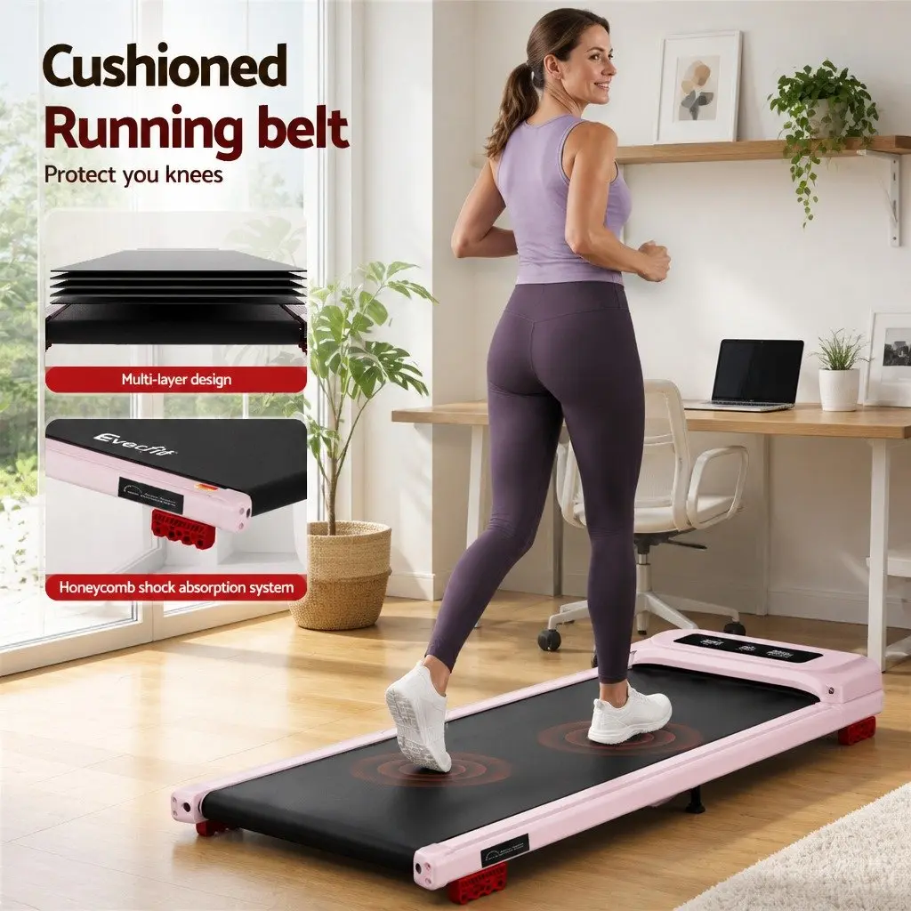 Electric Walking Pad Treadmill 3-Level Incline Under Desk Home Gym Pink