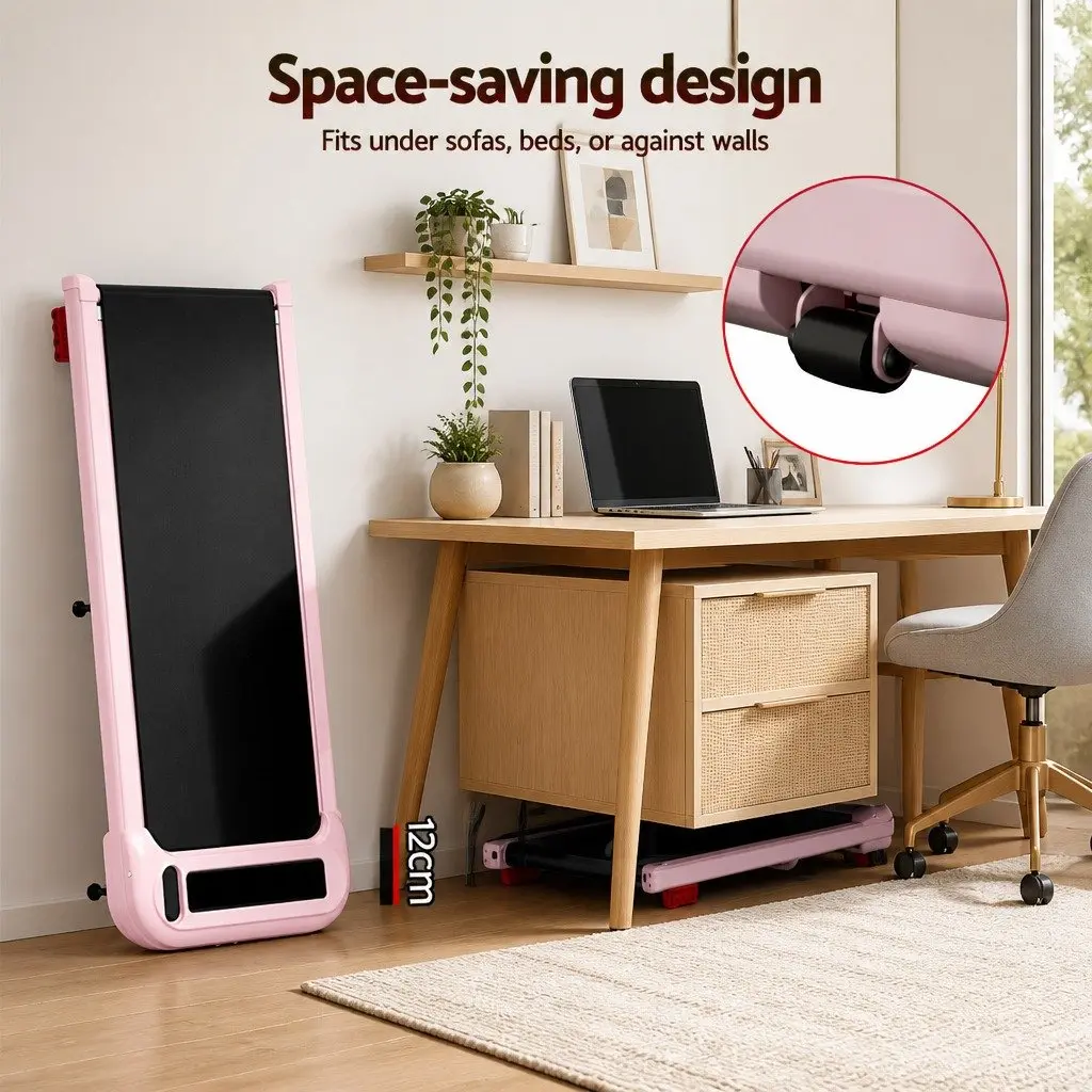 Electric Walking Pad Treadmill 3-Level Incline Under Desk Home Gym Pink