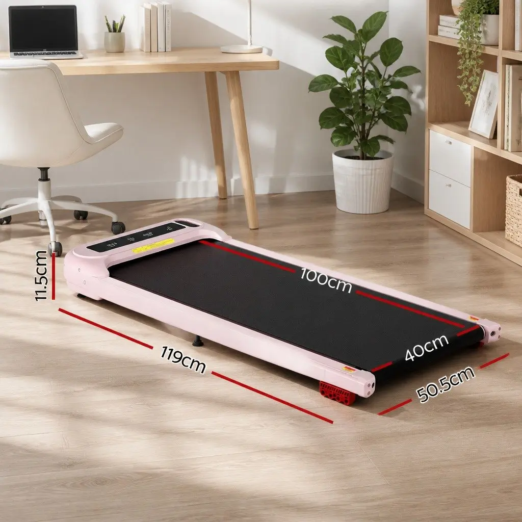 Electric Walking Pad Treadmill 3-Level Incline Under Desk Home Gym Pink