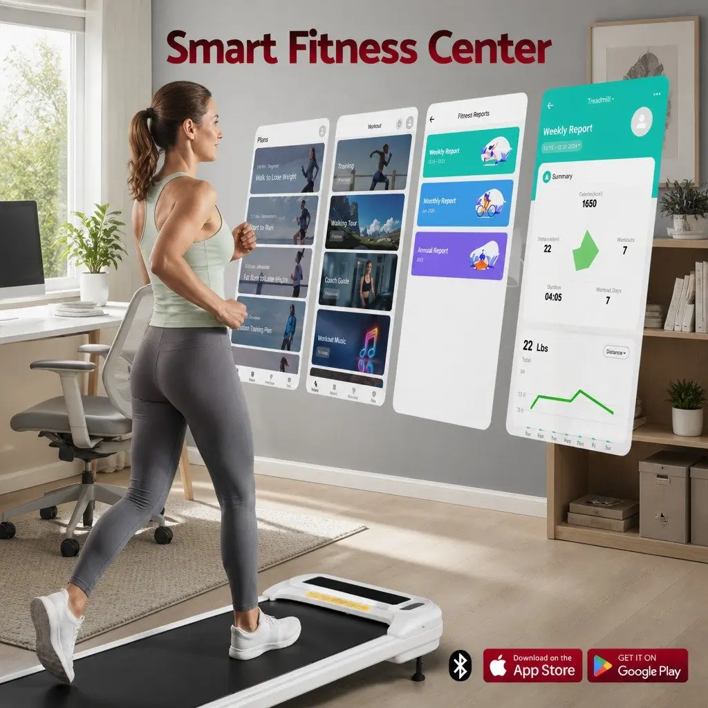 Electric Walking Treadmill with Remote Control and Bluetooth
