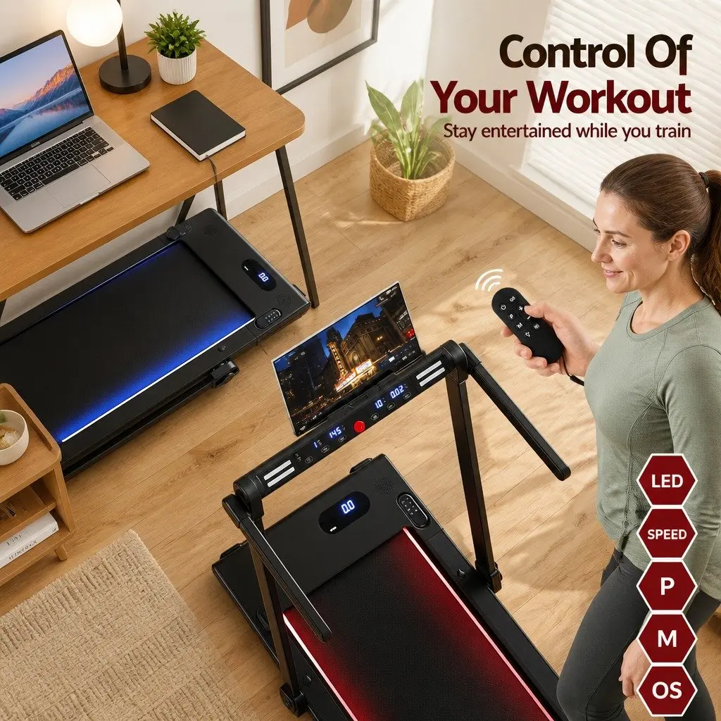 3-in-1 Walking Pad Treadmill Under Desk Home Gym 40cm Belt