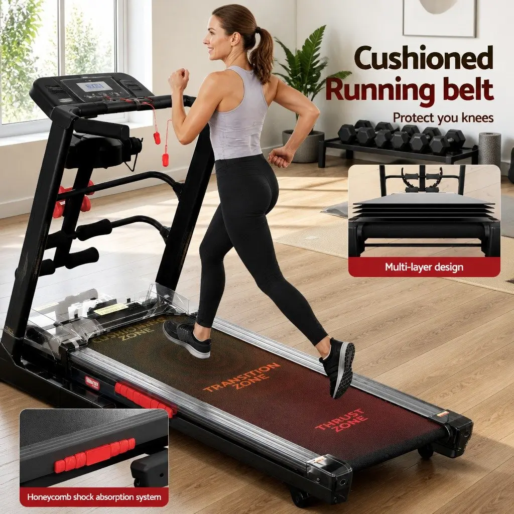 Electric Treadmill Home Gym Fitness Exercise Machine with Massager Belt Foldable