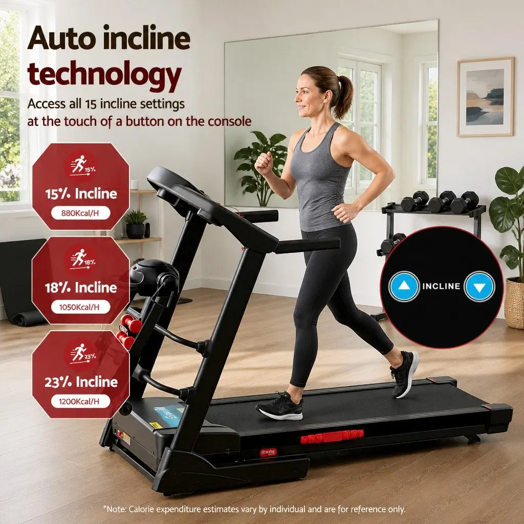 Electric Treadmill Home Gym Fitness Exercise Machine with Massager Belt Foldable