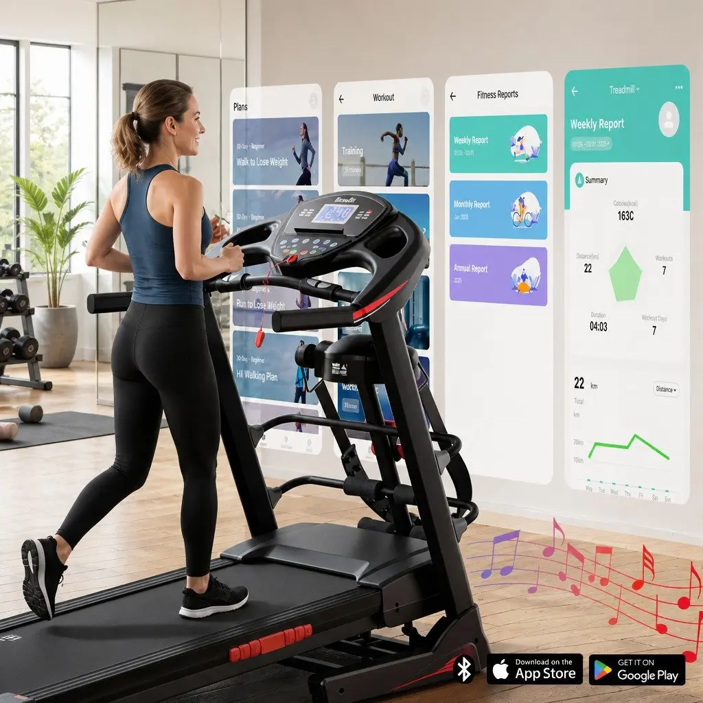 Electric Treadmill Home Gym Fitness Exercise Machine with Massager Belt Foldable