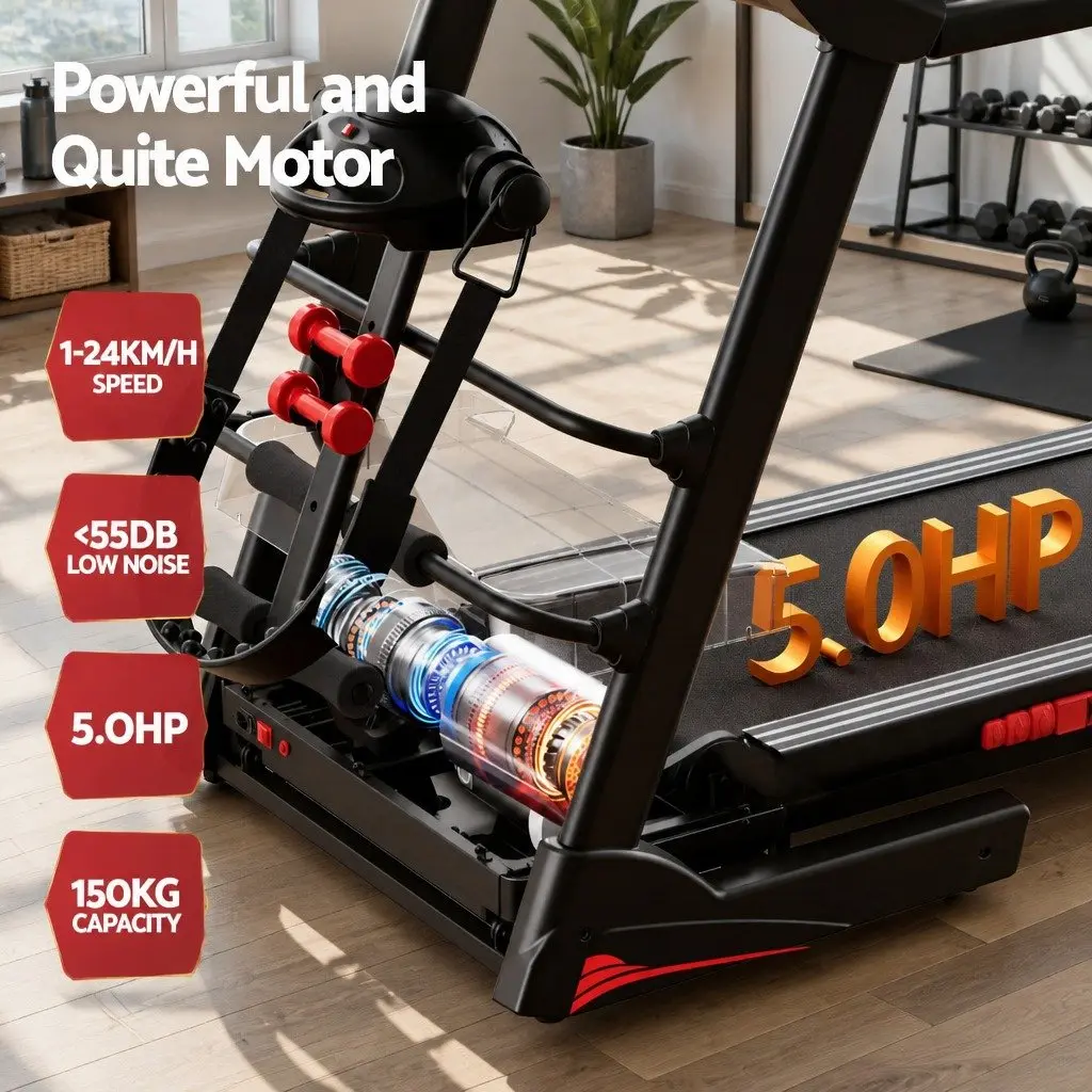 Electric Treadmill Home Gym Fitness Exercise Machine with Massager Belt Foldable