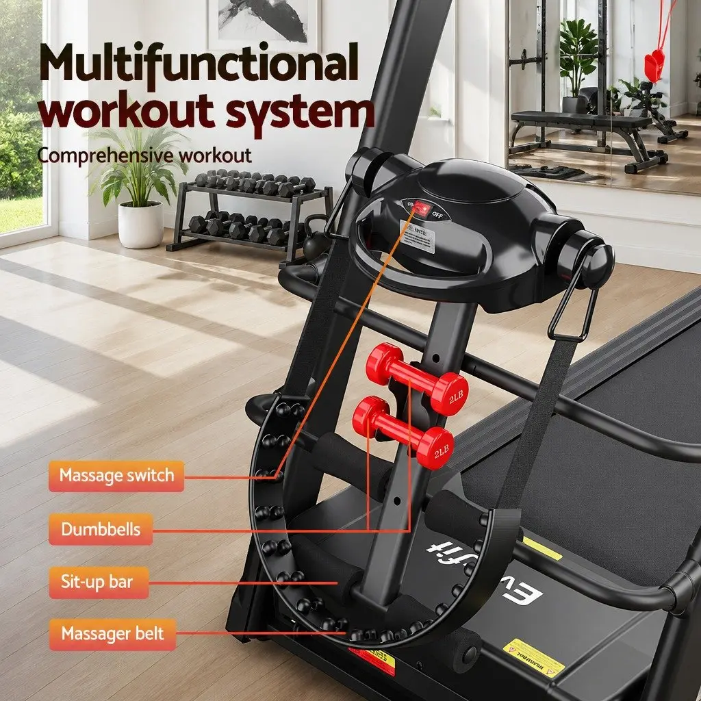Electric Treadmill Home Gym Fitness Exercise Machine with Massager Belt Foldable