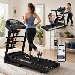Electric Treadmill Home Gym Fitness Machine with Massager Sit-up Bar Dumbbells