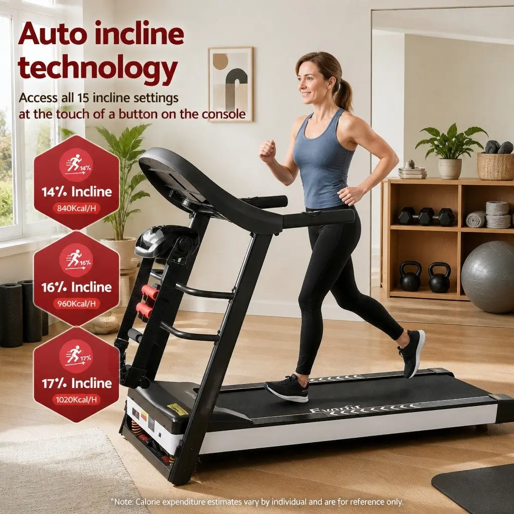 Electric Treadmill Home Gym Fitness Machine with Massager Sit-up Bar Dumbbells