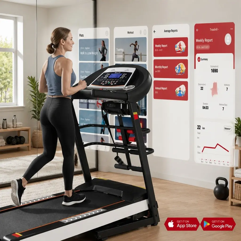 Electric Treadmill Home Gym Fitness Machine with Massager Sit-up Bar Dumbbells