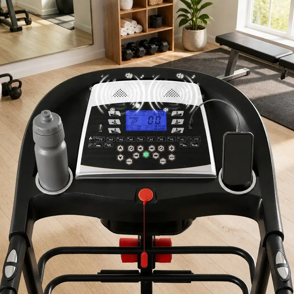Electric Treadmill Home Gym Fitness Machine with Massager Sit-up Bar Dumbbells