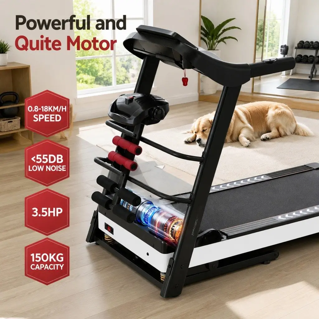 Electric Treadmill Home Gym Fitness Machine with Massager Sit-up Bar Dumbbells