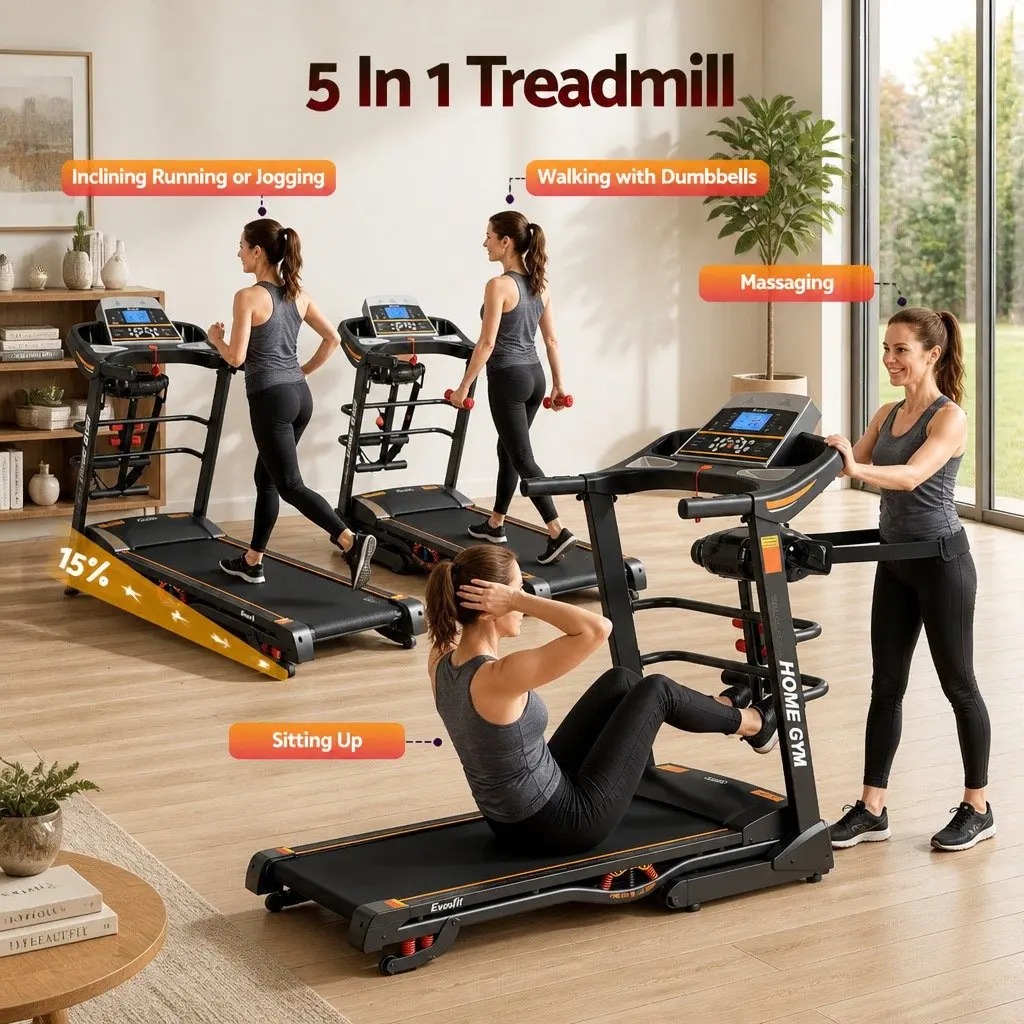 Electric Treadmill with 12 Programs and 150kg Capacity